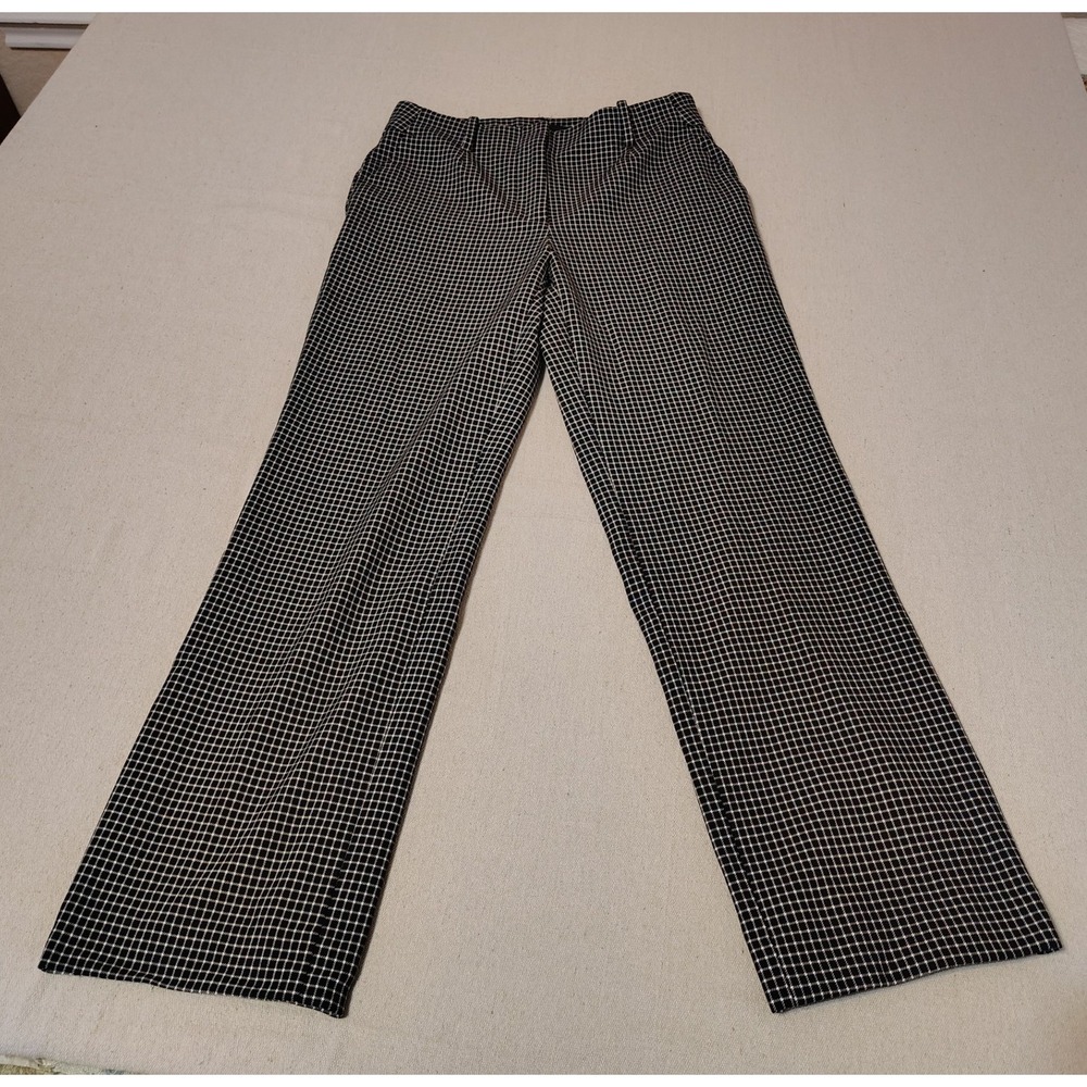 TALBOTS Southampton Straight Leg Pants Black White Gingham Check Size 2P‎ 1